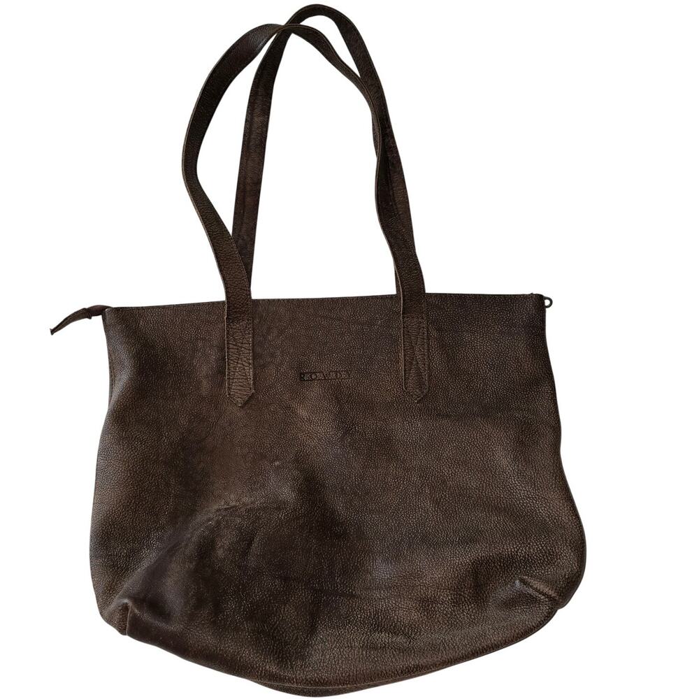 Rowdy South African Brown Pebbled Leather Should Bag Zippered